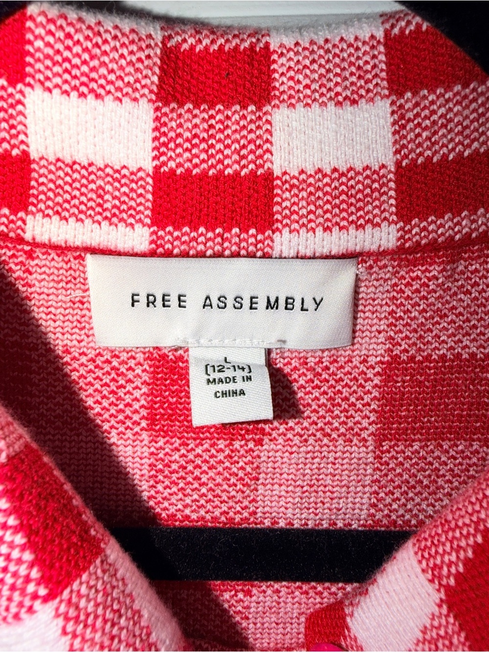 Free Assembly, Red & White Gingham Knit Sweater and A-line Skirt Set, Red, L - Picture 7 of 11